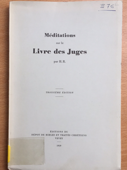 Méditations sur le livre des Juges