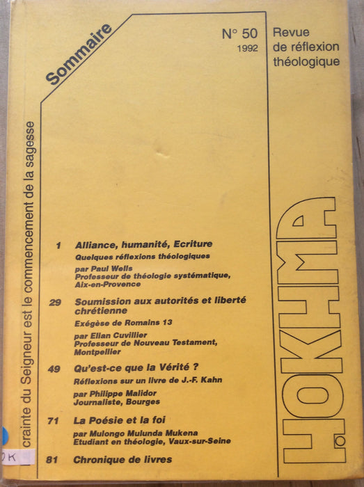 Occasion - Hokhma n°50