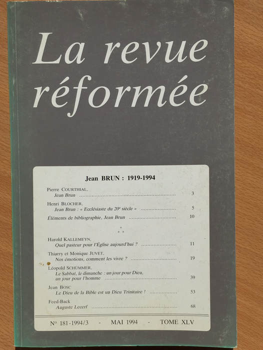 Occasion - La revue réformée #181 1994/3