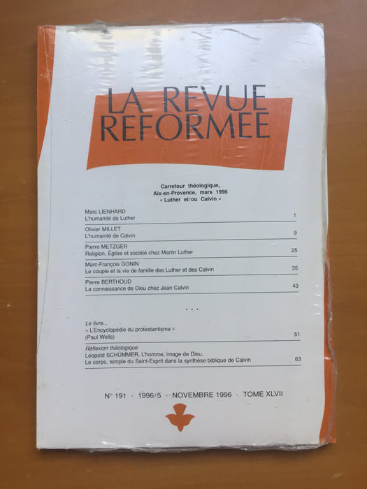 Occasion - La revue réformée #191 Novembre 1996