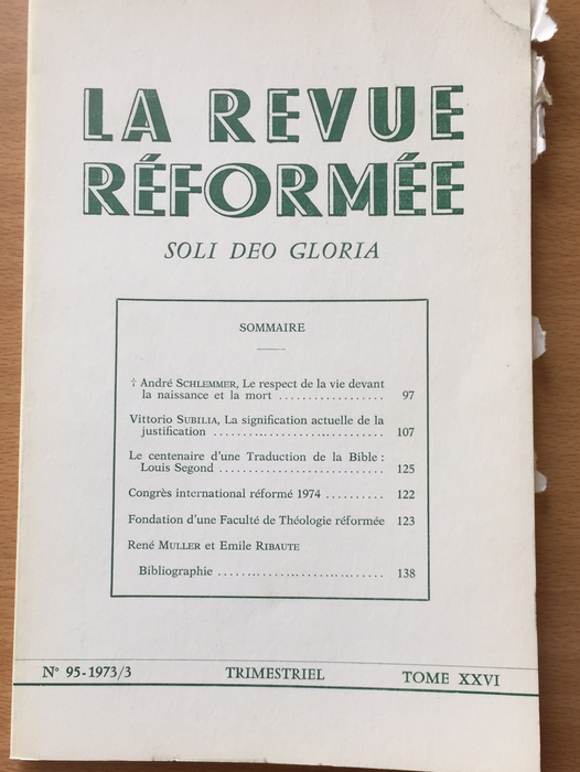 Occasion - La revue réformée #95 1973/3
