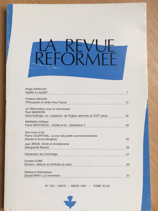 Occasion - La revue réformée #193 Mars 1997