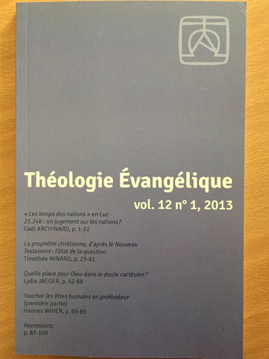 Occasion - Théologie Évangélique vol.12 #1 2013