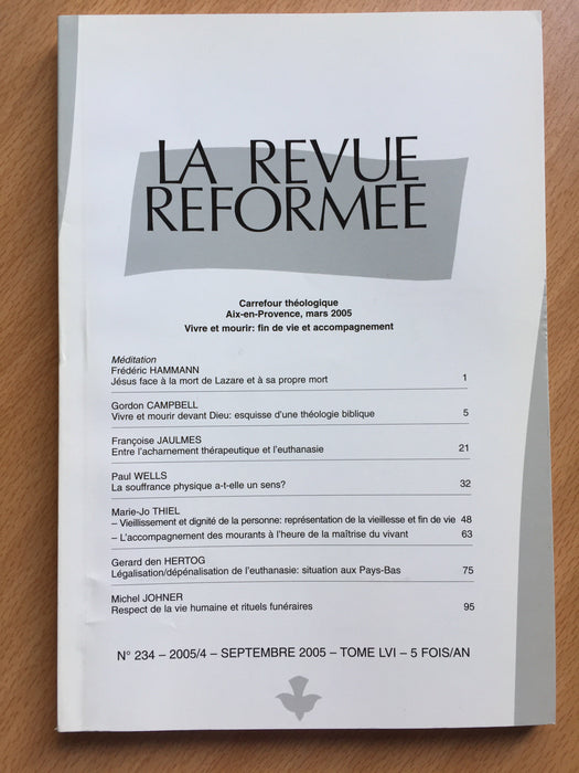 Occasion - La revue réformée #234 Septembre 2005