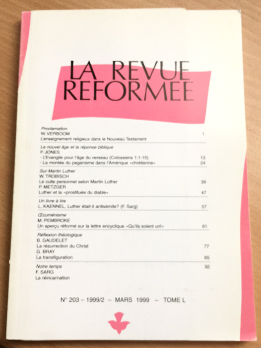 Occasion - La revue réformée #203 Mars 1999