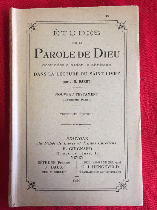 Études sur la Parole de Dieu - Nouveau Testament Vol 4 - Corinthiens, Galates, Éphésiens