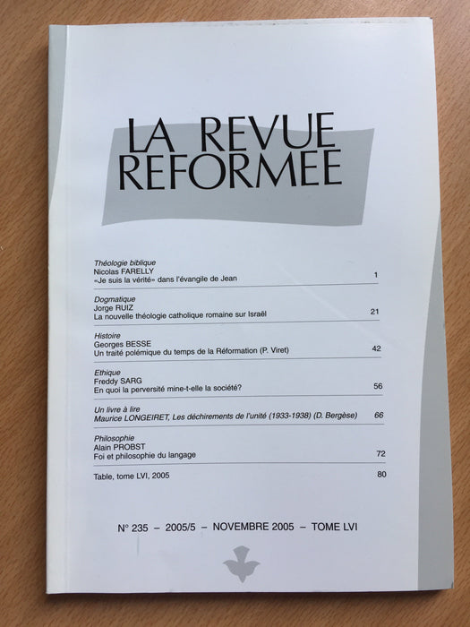 Occasion - La revue réformée #235 Novembre 2005