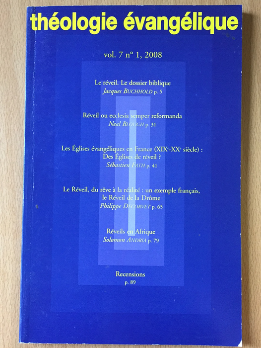 Occasion - Théologie Évangélique vol.7 #1 2008