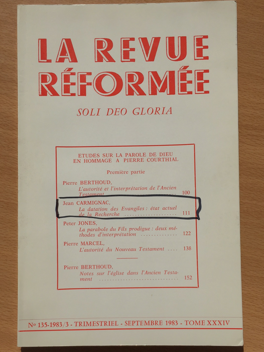 Occasion - La revue réformée #135 1983/3