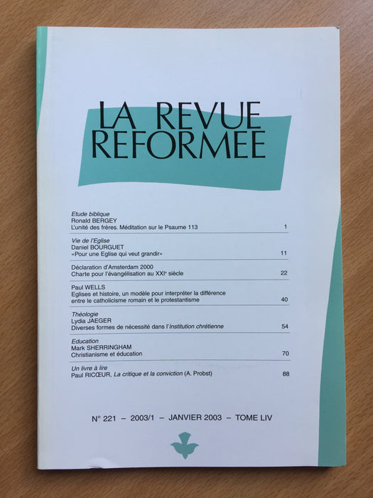 Occasion - La revue réformée #221 Janvier 2003