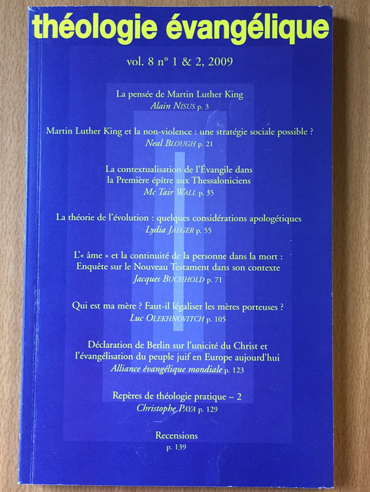 Occasion - Théologie Évangélique vol.8 #1&2 2009