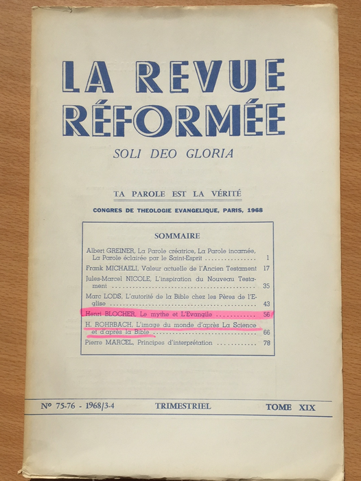 Occasion - La revue réformée #75-76 1968/3-4