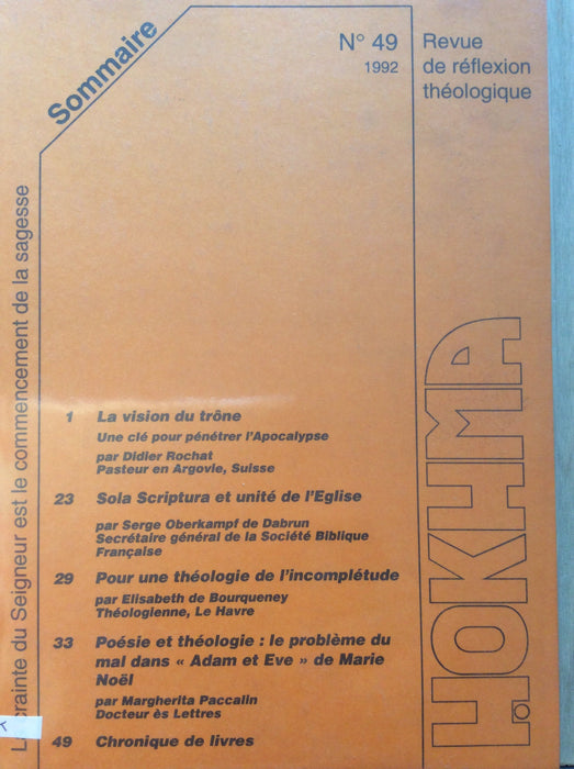 Occasion - Hokhma n°49