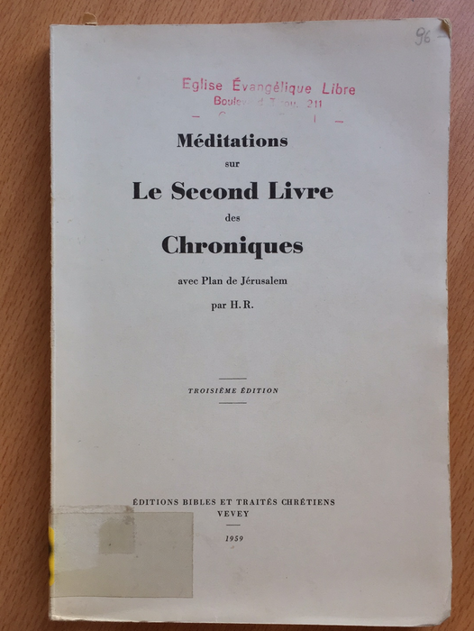 Occasion - Méditations sur le Second Livre des Chroniques