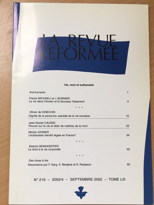 Occasion - La revue réformée #219 Septembre 2002