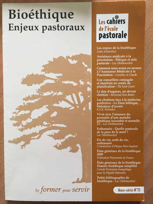 Occasion - Les cahiers de l'école pastorale - Hors-série - 11 : Bioéthique