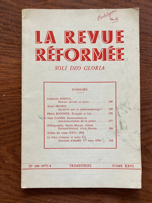 Occasion - La revue réformée #104 1975/4