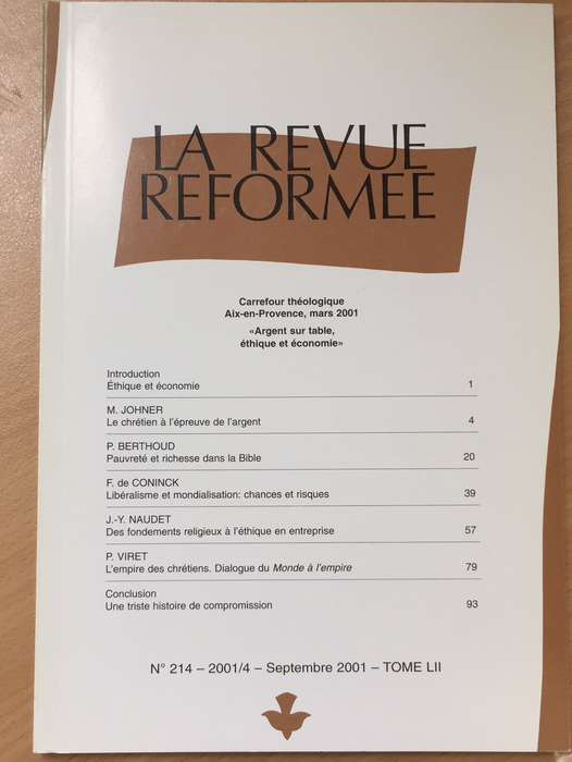 Occasion - La revue réformée #214 Septembre 2001