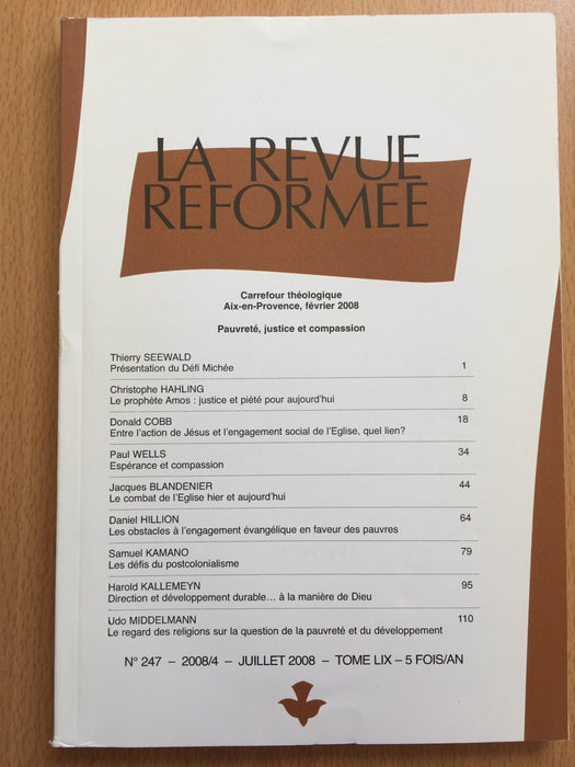 Occasion - La revue réformée #247 Juillet 2008
