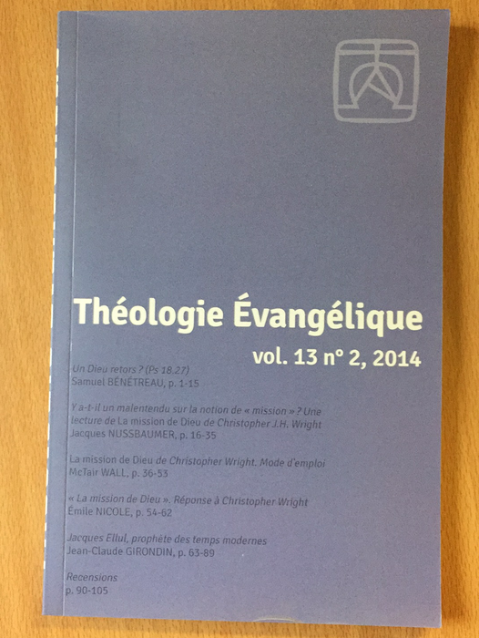 Occasion - Théologie Évangélique vol.13 #2 2014