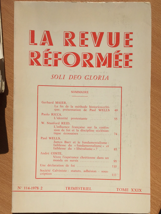 Occasion - La revue réformée #114 1978/2