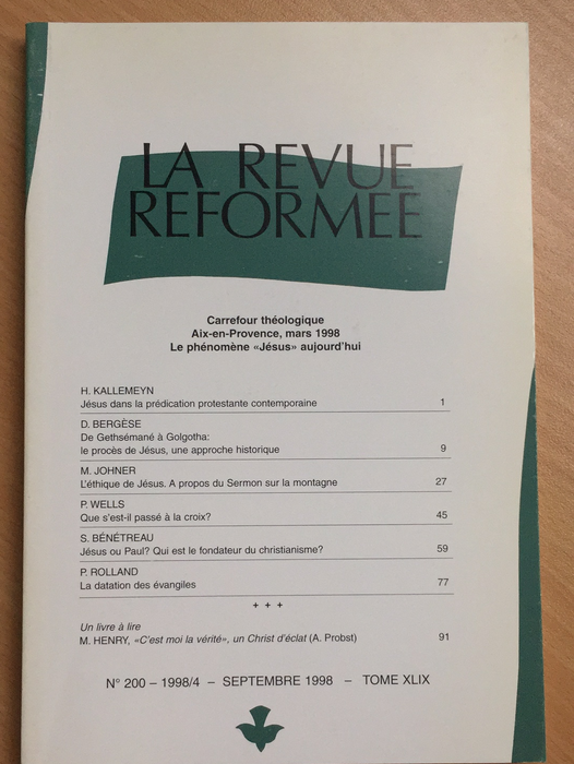 Occasion - La revue réformée #200 Septembre 1998