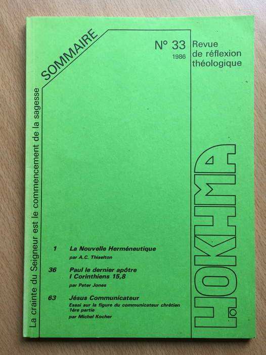 Occasion - Hokhma n°33