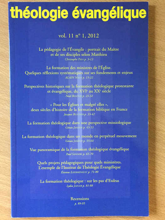 Occasion - Théologie Évangélique vol.11 #1 2012