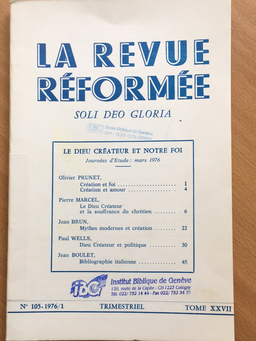 Occasion - La revue réformée #105 1976/1