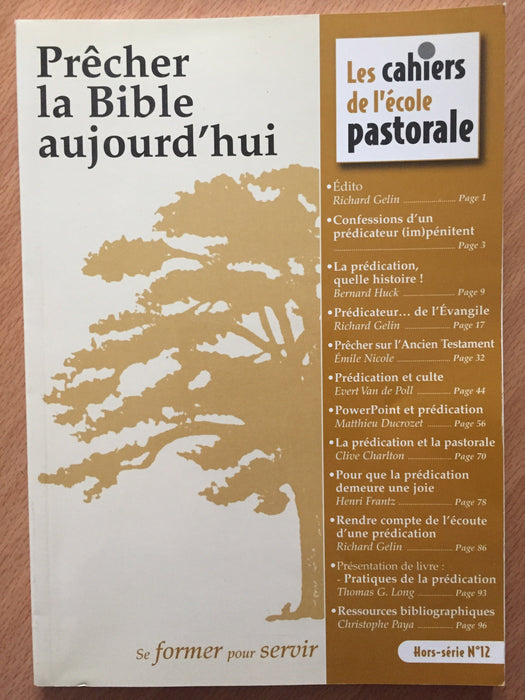 Occasion - Les cahiers de l'école pastorale - Hors-série - 12 : Prêcher la Bible aujourd'hui