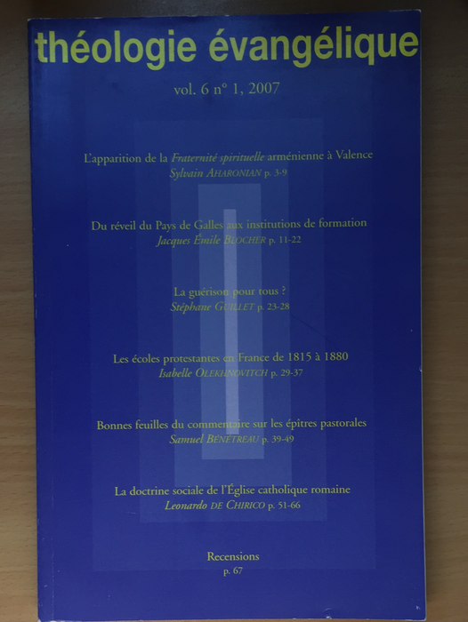 Occasion - Théologie Évangélique vol.6 #1 2007