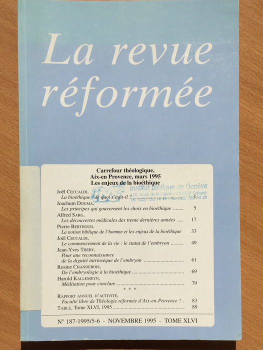 Occasion - La revue réformée #187 1995/5-6