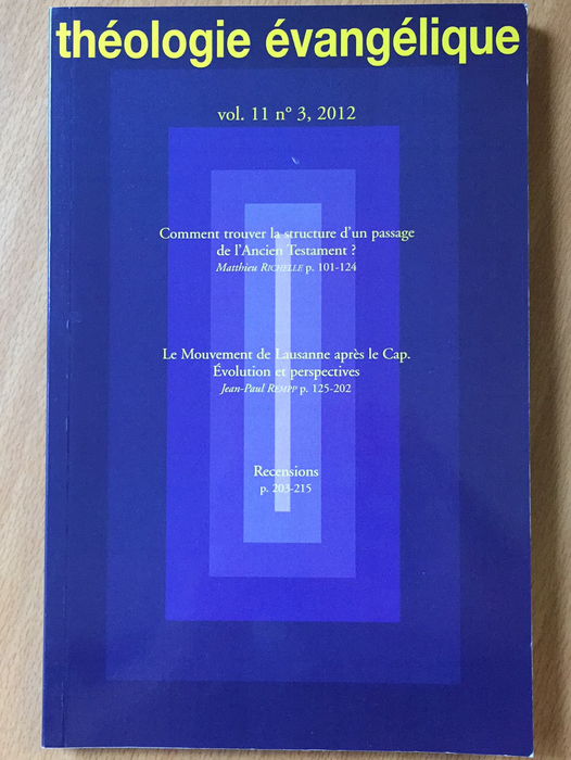 Occasion - Théologie Évangélique vol.11 #3 2012