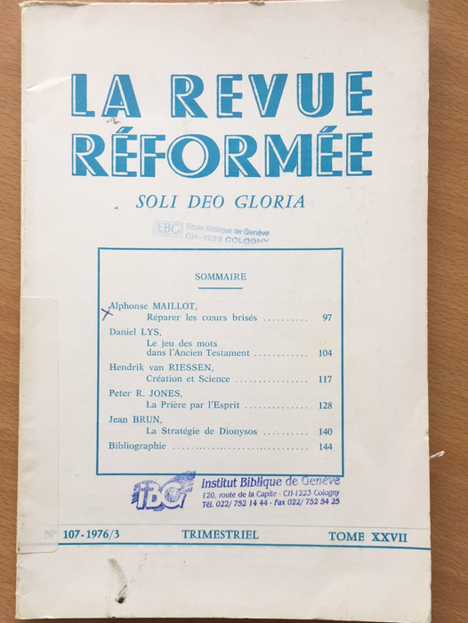 Occasion - La revue réformée #107 1976/3