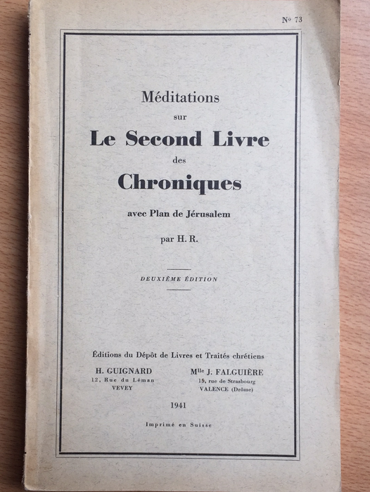 Méditations sur le second livre des Chroniques