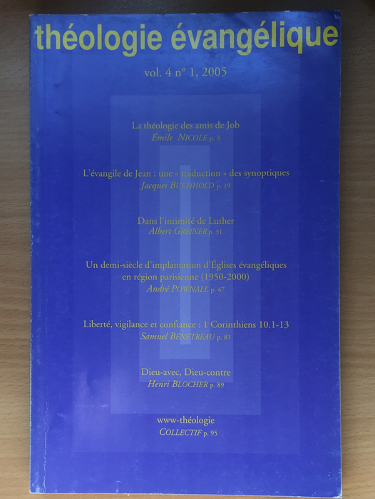 Occasion - Théologie Évangélique vol.4 #1 2005