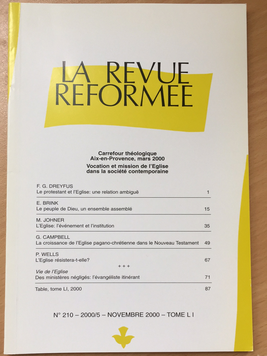 Occasion - La revue réformée #210 Novembre 2000