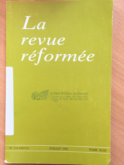 Occasion - La revue réformée #174 1992/3-4