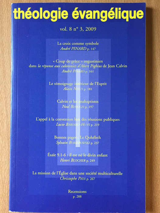 Occasion - Théologie Évangélique vol.8 #3 2009