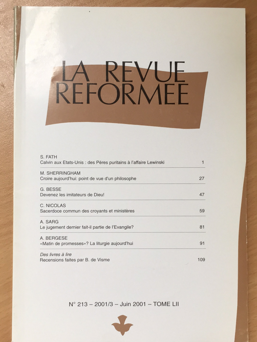 Occasion - La revue réformée #213 Juin 2001