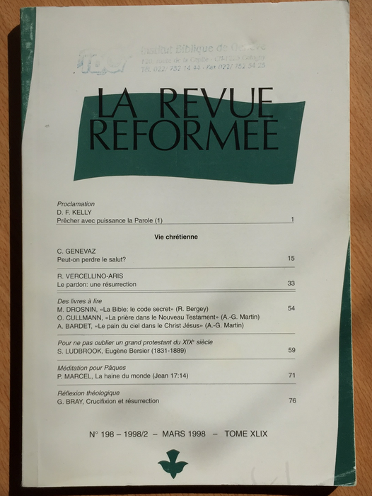 Occasion - La revue réformée #198 Mars 1998