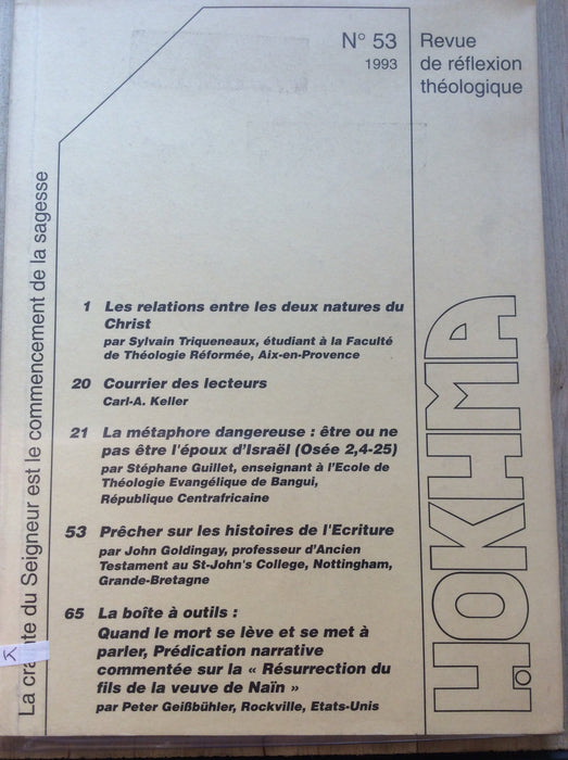Occasion - Hokhma n°53