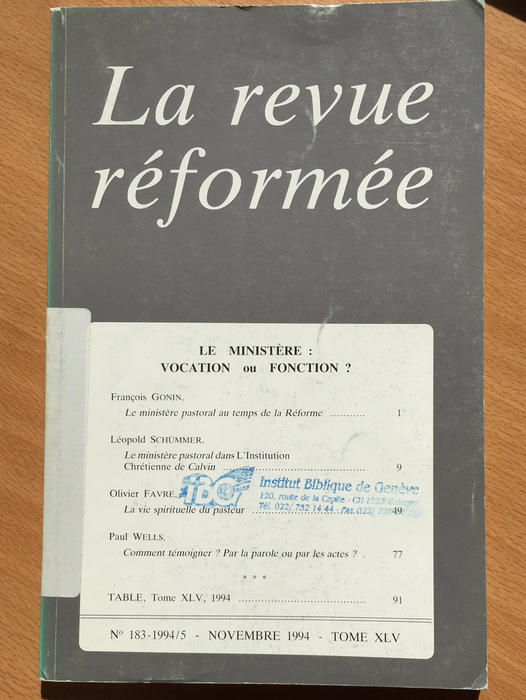 Occasion - La revue réformée #183 1994/5