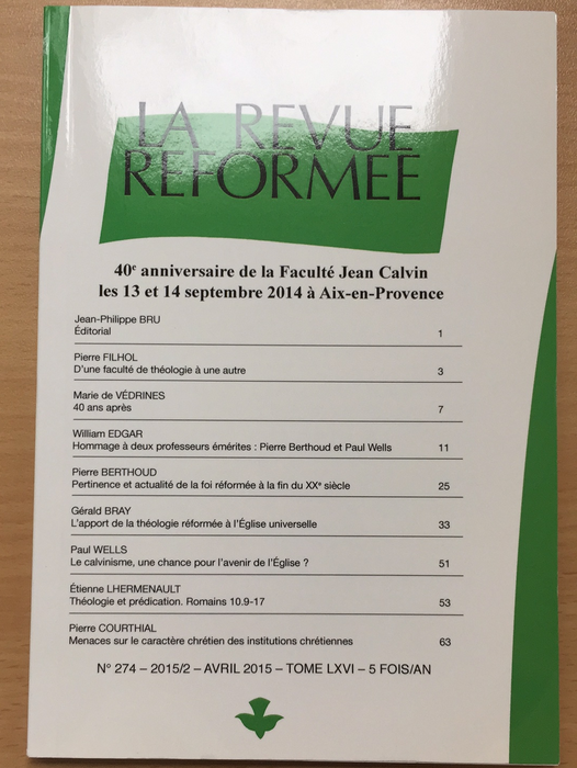 Occasion - La revue réformée #274 Avril 2015