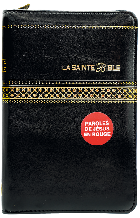 Bible Segond 1910 Noire avec zip et paroles Jésus en rouge