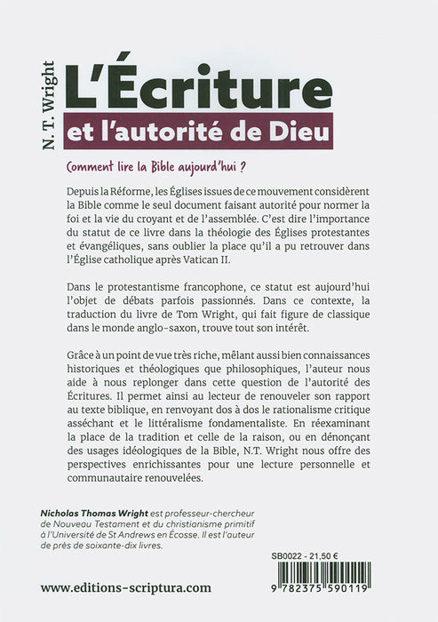 L'Écriture et l'autorité de Dieu