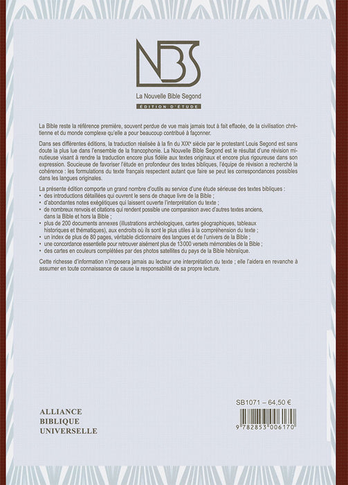 Bible d'étude NBS Bordeaux souple Tranche dorée avec étui