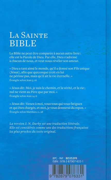 La Sainte Bible. Version Darby Bleu Relié