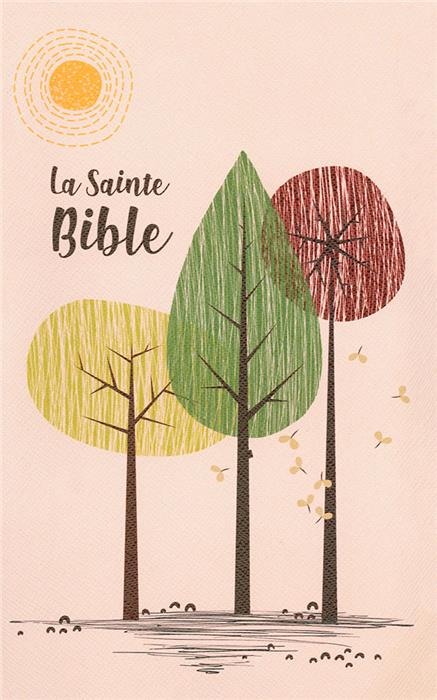 Bible Segond 1910 compacte Beige souple illustrée arbres soleil Tranche dorée