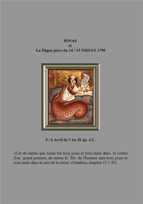 Jonas et La Pâque juive du 14/15 Nissan 3790